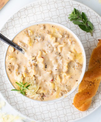 Creamy White Lasagna Soup with Italian Sausage